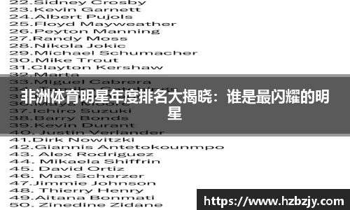 非洲体育明星年度排名大揭晓：谁是最闪耀的明星